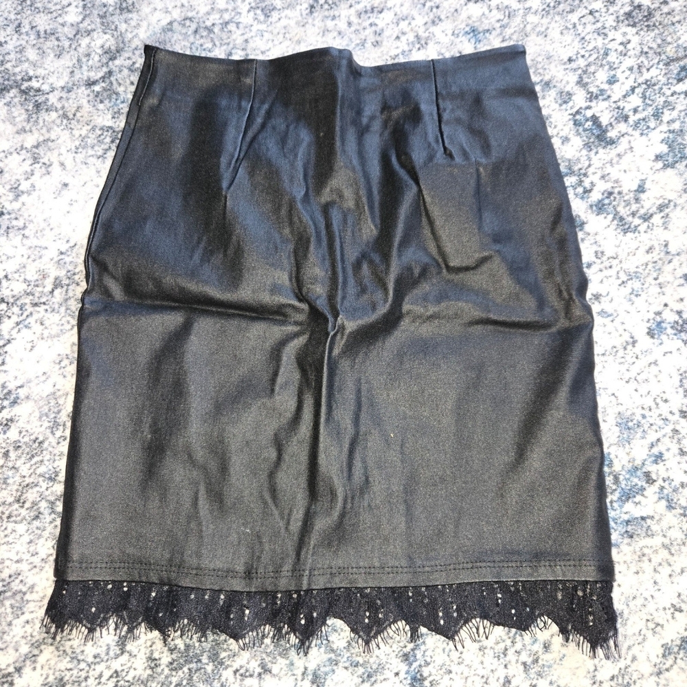 Windsor Black Midi Skirt with Lace Trim for Work